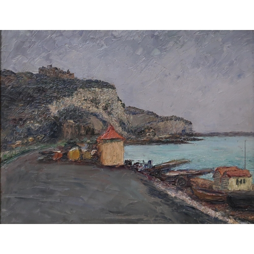 926 - PIETRO SANSALVADORE (ITALIAN 1892-1955) DOUER THE EAST CLIFF Oil on board, signed verso, 3... 