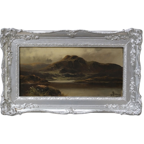 928 - JOHN HENRY BOEL (BRITISH 19th CENTURY) MOUNTAIN LAKE SCENE Oil on canvas, signed lower rig... 