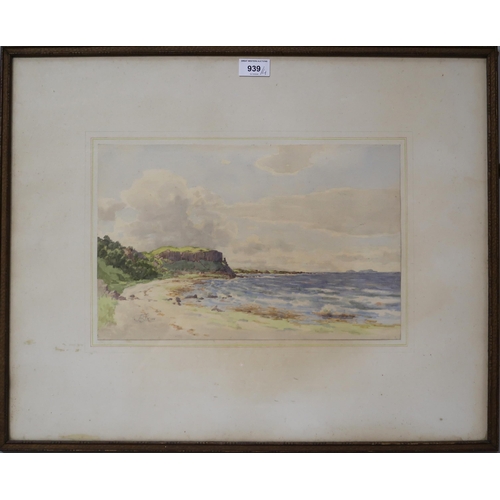 939 - JAMES BLAIN (SCOTTISH 1878-1963) DRUMADOON, ARRAN Watercolour, signed lower left, 24 x 38c... 