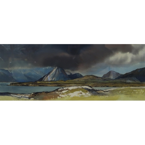 950 - TOM HOVELL SHANKS RSW (SCOTTISH 1921-2020) LOCH SCAVAIG AND THE CUILLINS FROM SLEAT Waterc... 