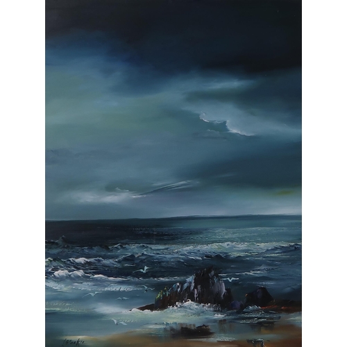 956 - LILIAS BLACKIE (BRITISH b. 1943) SEASCAPE Oil on board, signed lower left, 40 x 29cm Together with t... 