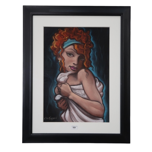 958 - FRANK MCFADDEN (SCOTTISH b.1972) GINGER GIRL Pastel, signed lower left, 56 x 37cm ... 