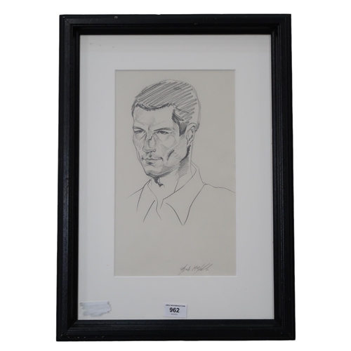 962 - FRANK MCFADDEN (SCOTTISH b.1972) SELF PORTRAIT Pencil on paper signed lower left, 35 x 20c... 