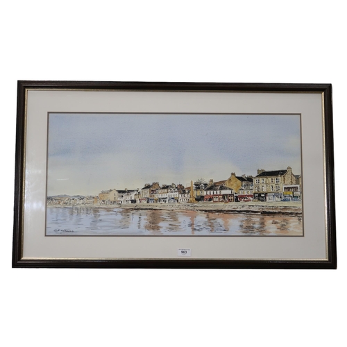 963 - SCOTTISH SCHOOL SEAFRONT SKYLINE Watercolour, signed lower left 'C. F. Macdonald', 36 x 74... 