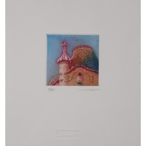 966 - CONTEMPORARY SCHOOL CASA BATTLO Etching signed lower right, numbered 2/75, 10 x 10cm ... 