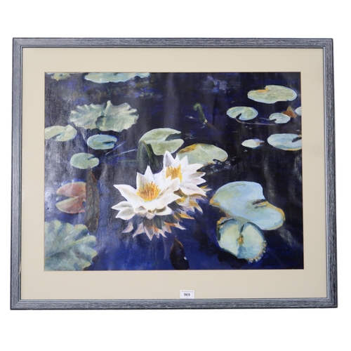 969 - SARAH GORDON (CONTEMPORARY SCHOOL) LILY POND Acrylic, signed lower left, 53 x 68cm Ti... 