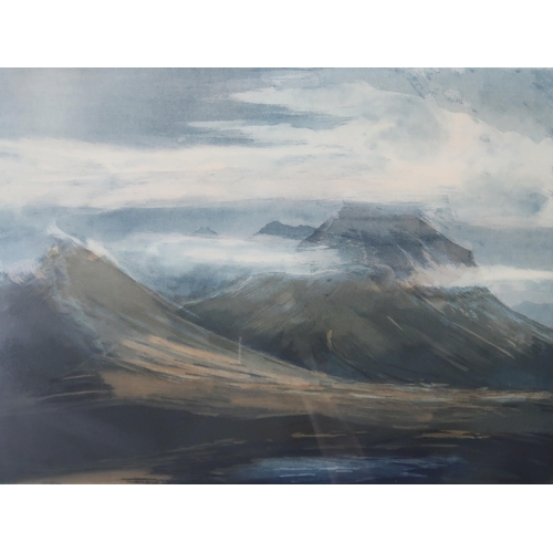 973 - TOM MACKENZIE (SCOTTISH 1947-2018) MIST ON MUNRO Etching, signed lower right, numbered 3/7... 