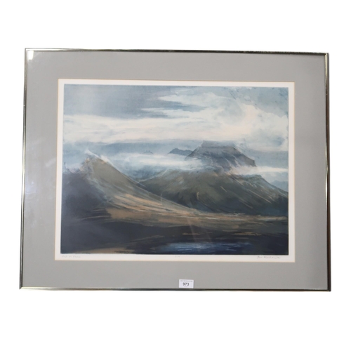 973 - TOM MACKENZIE (SCOTTISH 1947-2018) MIST ON MUNRO Etching, signed lower right, numbered 3/7... 