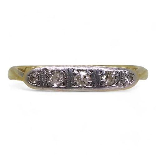 706 - An 18ct gold and platinum vintage five stone diamond ring, set with estimated approx 0.10cts of eigh... 