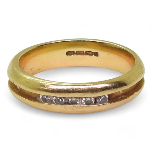 720 - An 18ct gold ring set with five diamonds, finger size I1/2, weight 3.9gms