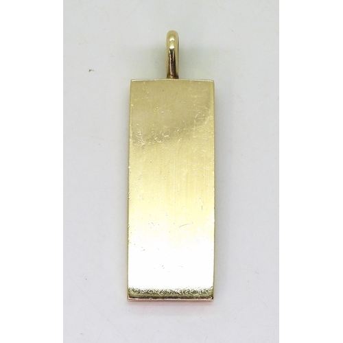 735 - A 9ct gold ingot pendant, with Sheffield hallmarks for 1978, weight 16.5gms