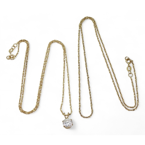 737 - Two 14k gold 45cm twisted 'S' link chains, 7.2gms, with a gold plated cz pendant