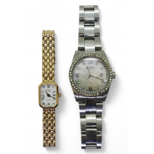 754 - A 9ct gold ladies Rotary watch and strap, weight including mechanism 15.4gms, together with a Stainl... 