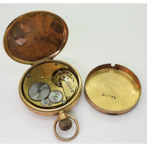 756 - An 18ct gold open face pocket watch the dial signed Prescot, diameter 5cm, weight 84.7gms