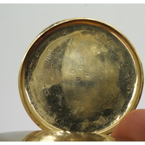 756 - An 18ct gold open face pocket watch the dial signed Prescot, diameter 5cm, weight 84.7gms