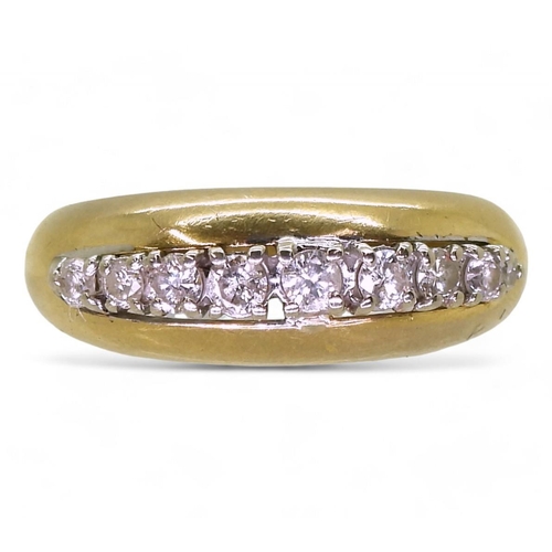 790 - An 18ct gold diamond set dome ring, size N, set with estimated approx 0.30cts of brilliant cuts, wei... 