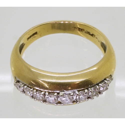 790 - An 18ct gold diamond set dome ring, size N, set with estimated approx 0.30cts of brilliant cuts, wei... 