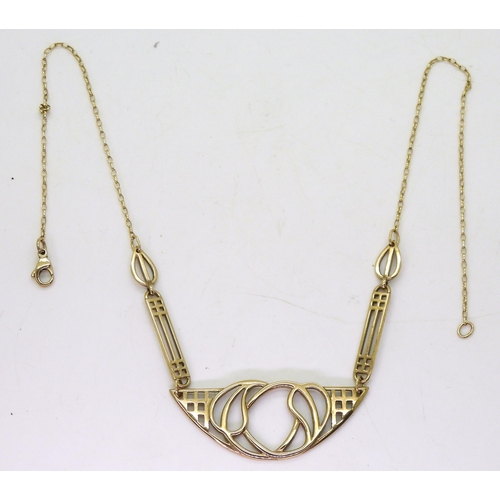 805 - **WITHDRAWN** A 9ct gold Mackintosh style necklet, weight 11.9gms, together with a box