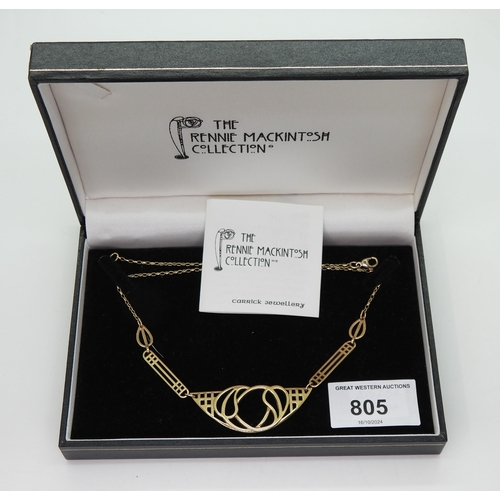 805 - **WITHDRAWN** A 9ct gold Mackintosh style necklet, weight 11.9gms, together with a box