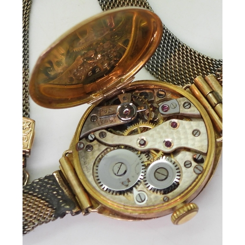 812 - A 9ct gold Rolwatco ladies watch, together with another 9ct gold vintage ladies watch, weight combin... 