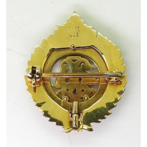 824 - A bright yellow metal sweetheart brooch, marked 'Argyll and Sutherland', weight 4.9gms