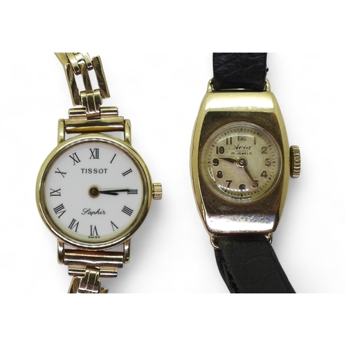 826A - A 9ct gold Tissot Saphir ladies watch, weight (including movement) 12.0gms, together with 9ct gold l... 