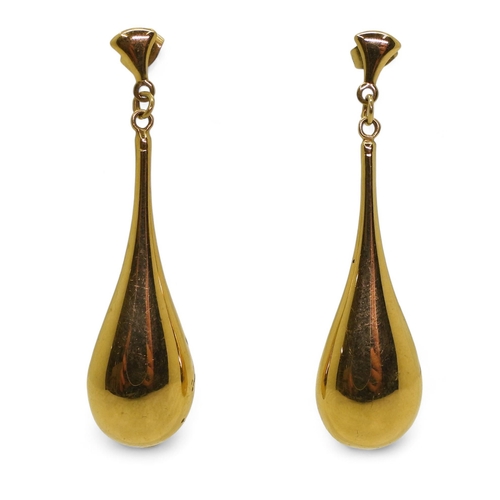 831A - A pair of large 9ct gold drop earrings, weight 5.1gms