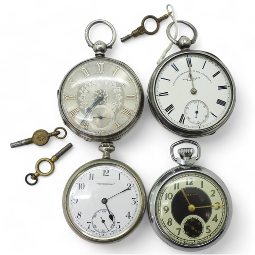 850 - Two silver pocket watches to include a 1872 London hallmarked open face with a decorative dial, an (... 