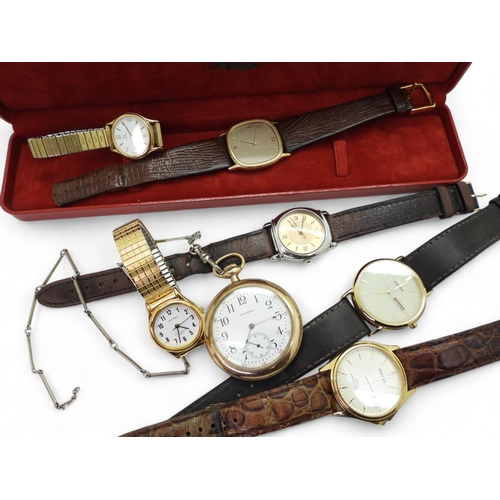 852 - Two Omega watches a gold plated gents DeVille and a ladies example (both Quartz movements) a gold pl... 