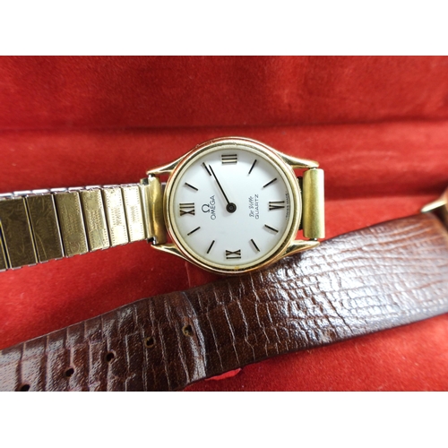 852 - Two Omega watches a gold plated gents DeVille and a ladies example (both Quartz movements) a gold pl... 