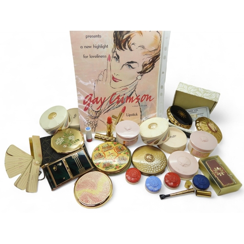 854 - A collection of Yardley cosmetics from the mid 20th Century to include, lipstick, powder, eyeshadows... 