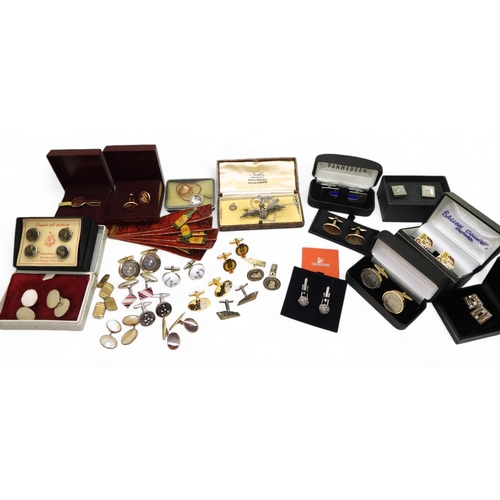 868 - A silver RAF sweetheart brooch, three pairs of silver cufflinks, and a collection of cufflinks and p... 