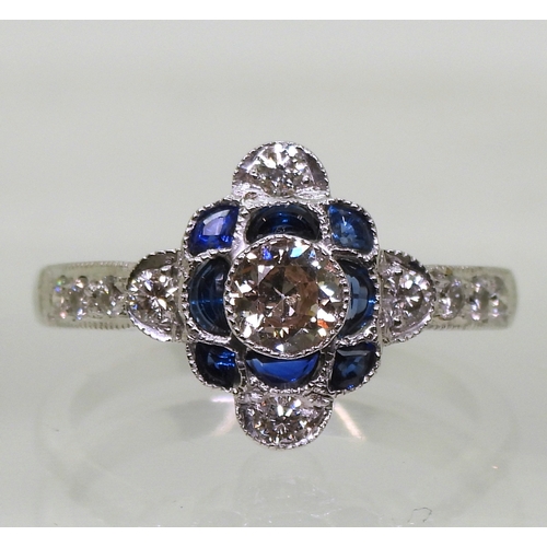 2707 - AN ART DECO STYLE RINGset with brilliant cut diamonds with an estimated approx diamond total of 0.55... 