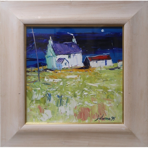 2950 - † JOHN LOWRIE MORRISON (SCOTTISH B.1948)WINDY DAY KENTRA ARDNAMURCHANOil on board, signed JOLOMO low... 