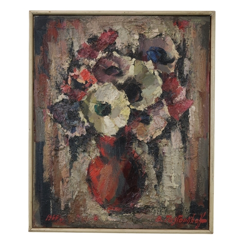 2966 - BORIS PASTOUKHOFF (RUSSIAN 1894-1974)ANEMONESOil on canvas, signed lower right, dated 1966, 46 x 38c... 