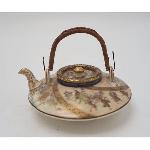 2417 -  A GROUP OF FOUR SATSUMA TEA KETTLES Painted with traditional subjects, smallest, 9cm to 11cm larges... 