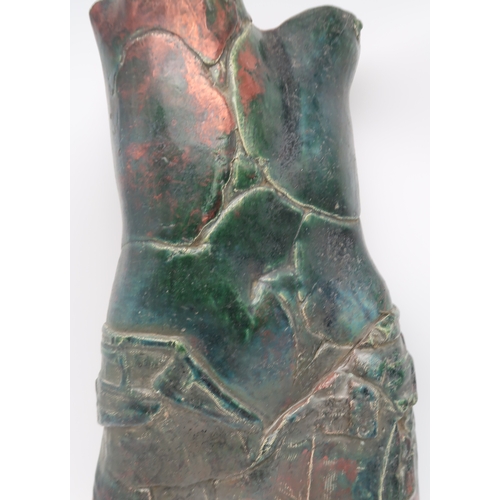 2229 - DAVE COHEN (AMERICAN / SCOTTISH 1932 - 2018)A ceramic raku torso, unsigned, 48.5cm, together with a ... 