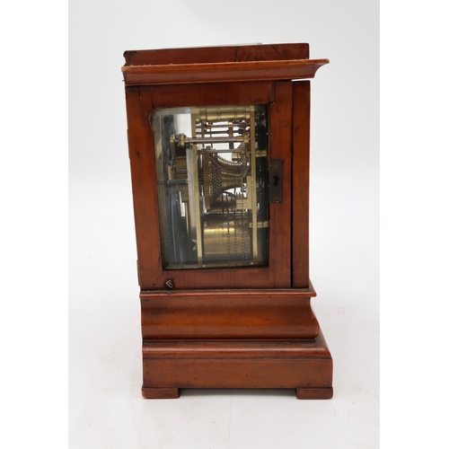 2232 - A 19TH CENTURY VULLIAMY FRUITWOOD LIBRARY CLOCKthe silvered dial with roman numerals and decorative ... 