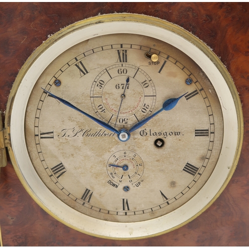 2234 - A T.S. CUTHBERT EIGHT DAY CHRONOMETER MANTEL CLOCKthe burr wood case with single fusee movement, the... 