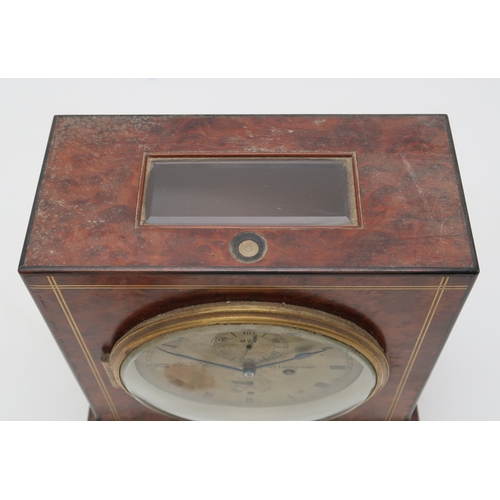 2234 - A T.S. CUTHBERT EIGHT DAY CHRONOMETER MANTEL CLOCKthe burr wood case with single fusee movement, the... 