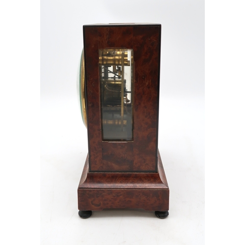 2234 - A T.S. CUTHBERT EIGHT DAY CHRONOMETER MANTEL CLOCKthe burr wood case with single fusee movement, the... 