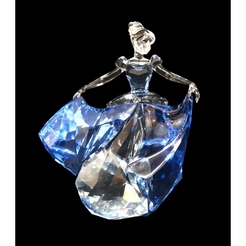 2237 - A SWAROVSKI CRYSTAL WALT DISNEY FIGURE OF CINDERELLAcirca 2015, in clear and blue crystal, 13.5cm hi... 