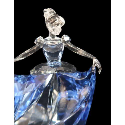 2237 - A SWAROVSKI CRYSTAL WALT DISNEY FIGURE OF CINDERELLAcirca 2015, in clear and blue crystal, 13.5cm hi... 