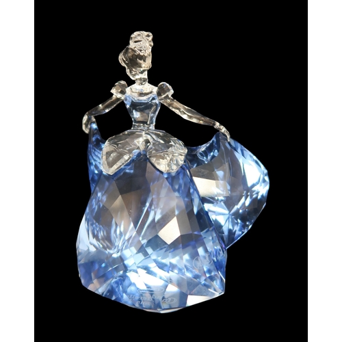 2237 - A SWAROVSKI CRYSTAL WALT DISNEY FIGURE OF CINDERELLAcirca 2015, in clear and blue crystal, 13.5cm hi... 