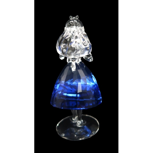 2238 - A SWAROVSKI CRYSTAL WALT DISNEY FIGURE OF ALICE IN WONDERLANDin clear and blue crystal, 11cm high, w... 