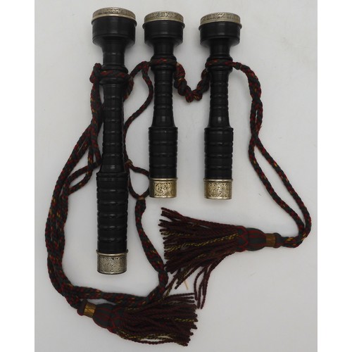 2642 - ROBERT GILLANDERS & SON FORFAR SCOTTISH HIGHLAND BAGPIPESA full set of ebonised white metal and ... 