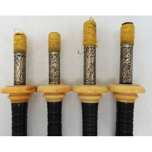 2642 - ROBERT GILLANDERS & SON FORFAR SCOTTISH HIGHLAND BAGPIPESA full set of ebonised white metal and ... 