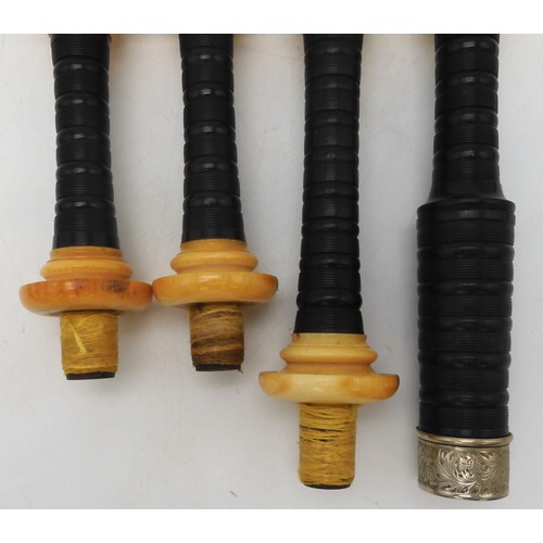 2642 - ROBERT GILLANDERS & SON FORFAR SCOTTISH HIGHLAND BAGPIPESA full set of ebonised white metal and ... 