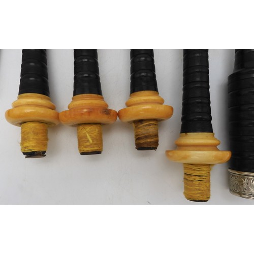 2642 - ROBERT GILLANDERS & SON FORFAR SCOTTISH HIGHLAND BAGPIPESA full set of ebonised white metal and ... 