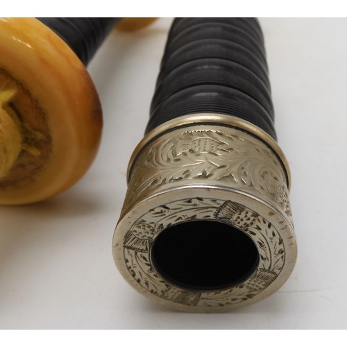 2642 - ROBERT GILLANDERS & SON FORFAR SCOTTISH HIGHLAND BAGPIPESA full set of ebonised white metal and ... 